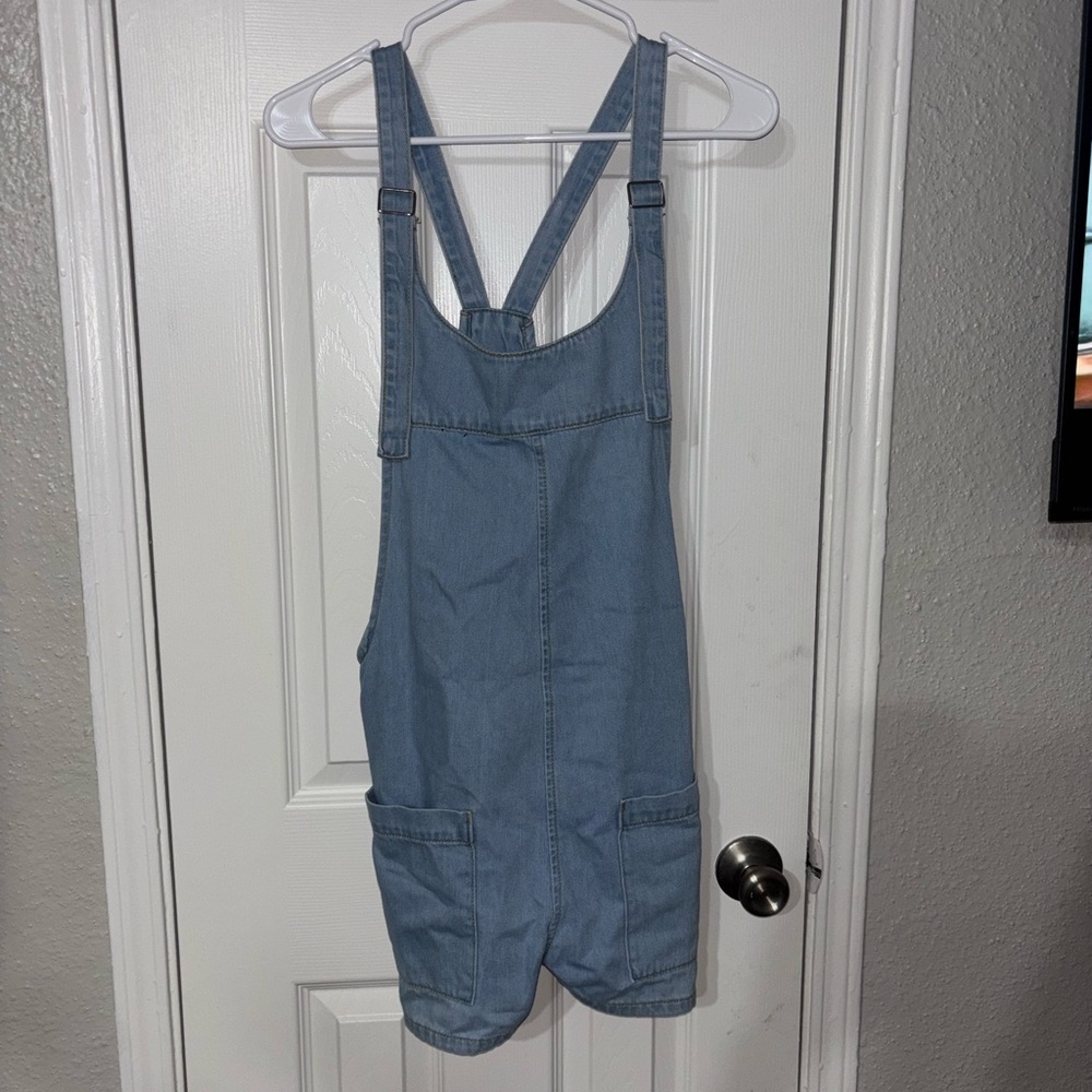 Forever 21 Light Blue Denim Short Overalls